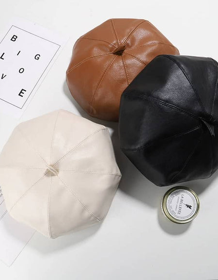 Cute Retro Kids Leather Beret