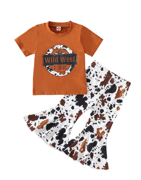 Wild West Print Top & Flare Pants Set
