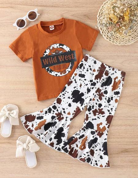 Wild West Print Top & Flare Pants Set