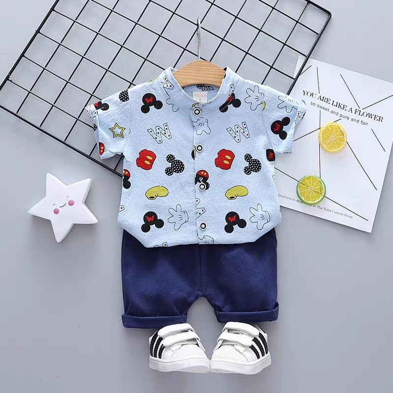 Mickey Mouse Boys 2piece Short sleeved Shirt and Shorts
