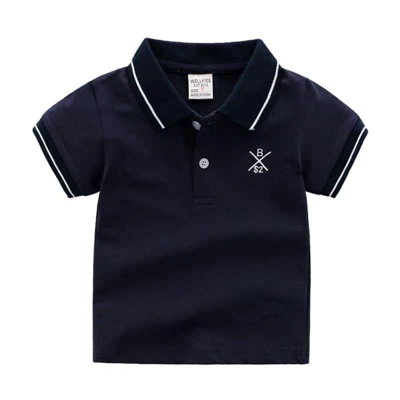 Striped Collar Short Sleeved Polo T-Shirt