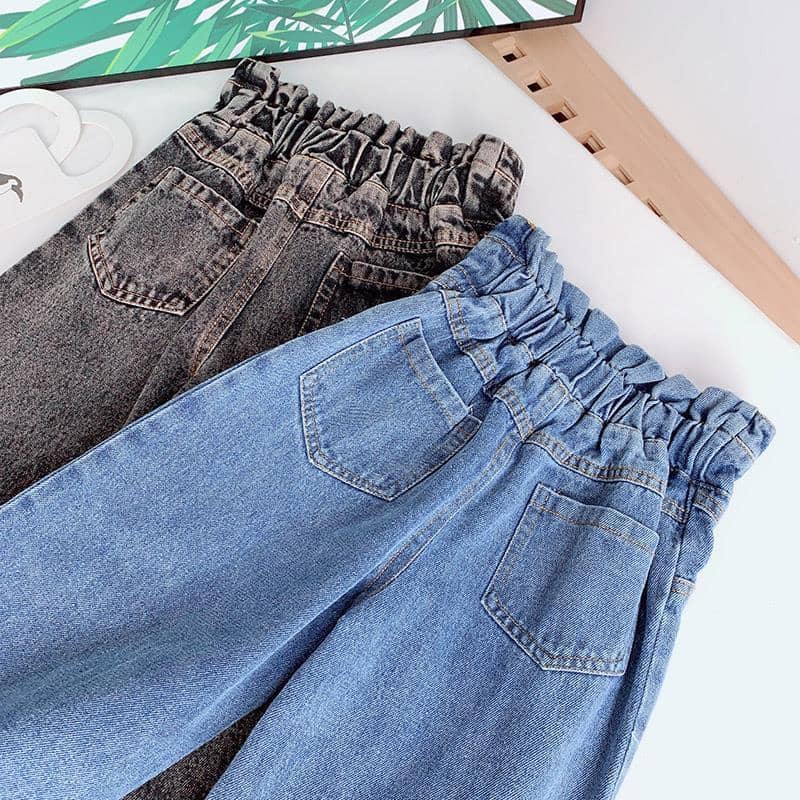 Girls Wide Leg Button detail Denim / Jeans Trouser