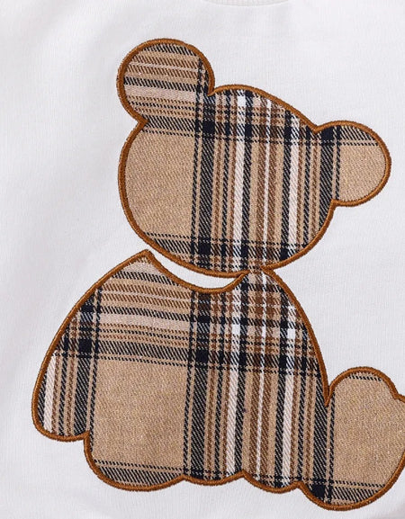 Plaid Teddy Bear Cut-out 2piece Set
