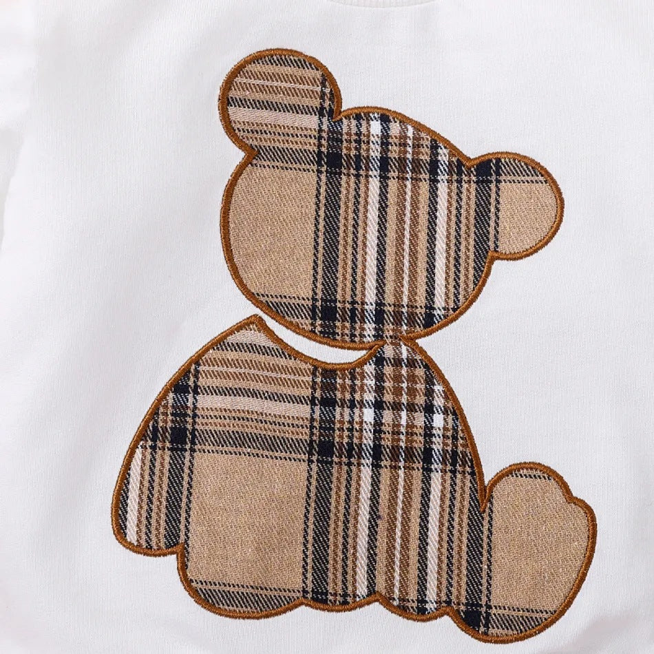 Plaid Teddy Bear Cut-out 2piece Set