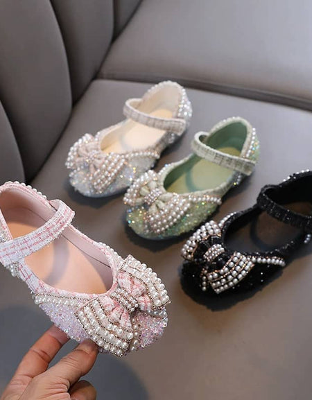 Ariel Beaded Bow Tweed Shoes