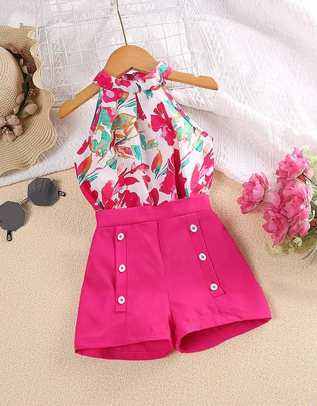FLORAL HALTER NECK TOP & SHORTS 2PIECE SET