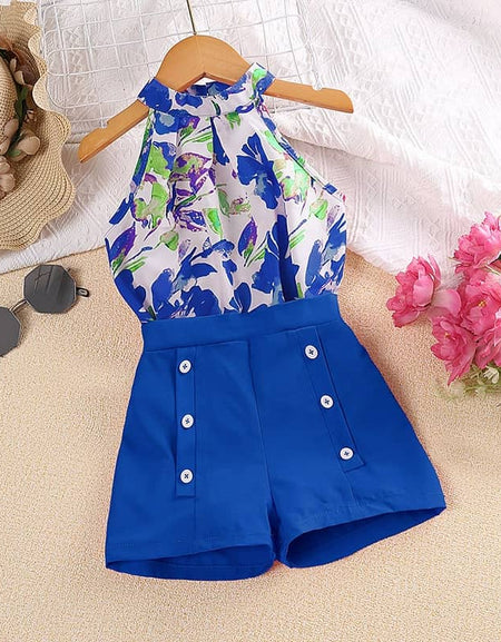 FLORAL HALTER NECK TOP & SHORTS 2PIECE SET