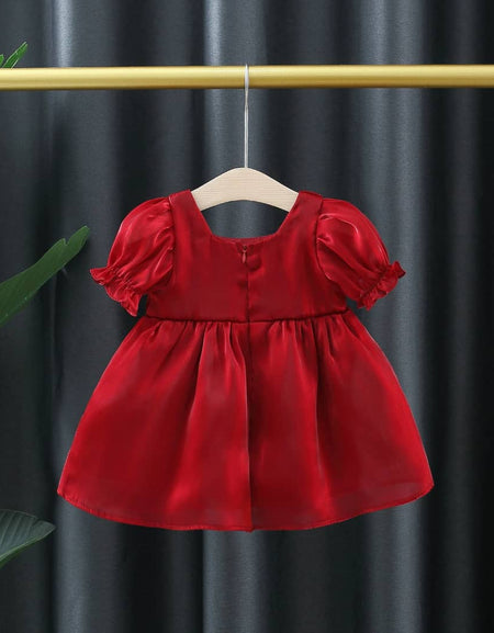 Silk Puff Bow Detail Dress