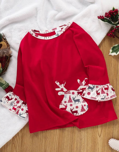 3D Patchwork Reindeer Christmas Dress Top