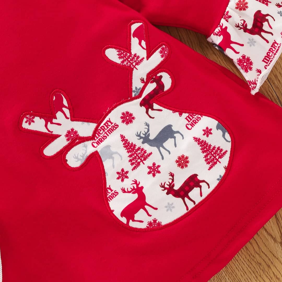 3D Patchwork Reindeer Christmas Dress Top