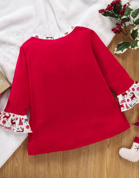 3D Patchwork Reindeer Christmas Dress Top