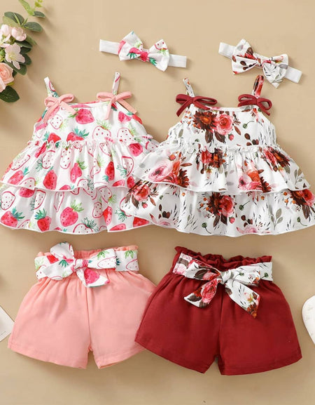 FUN PRINT LAYERED CAMI TOP & SHORTS SET