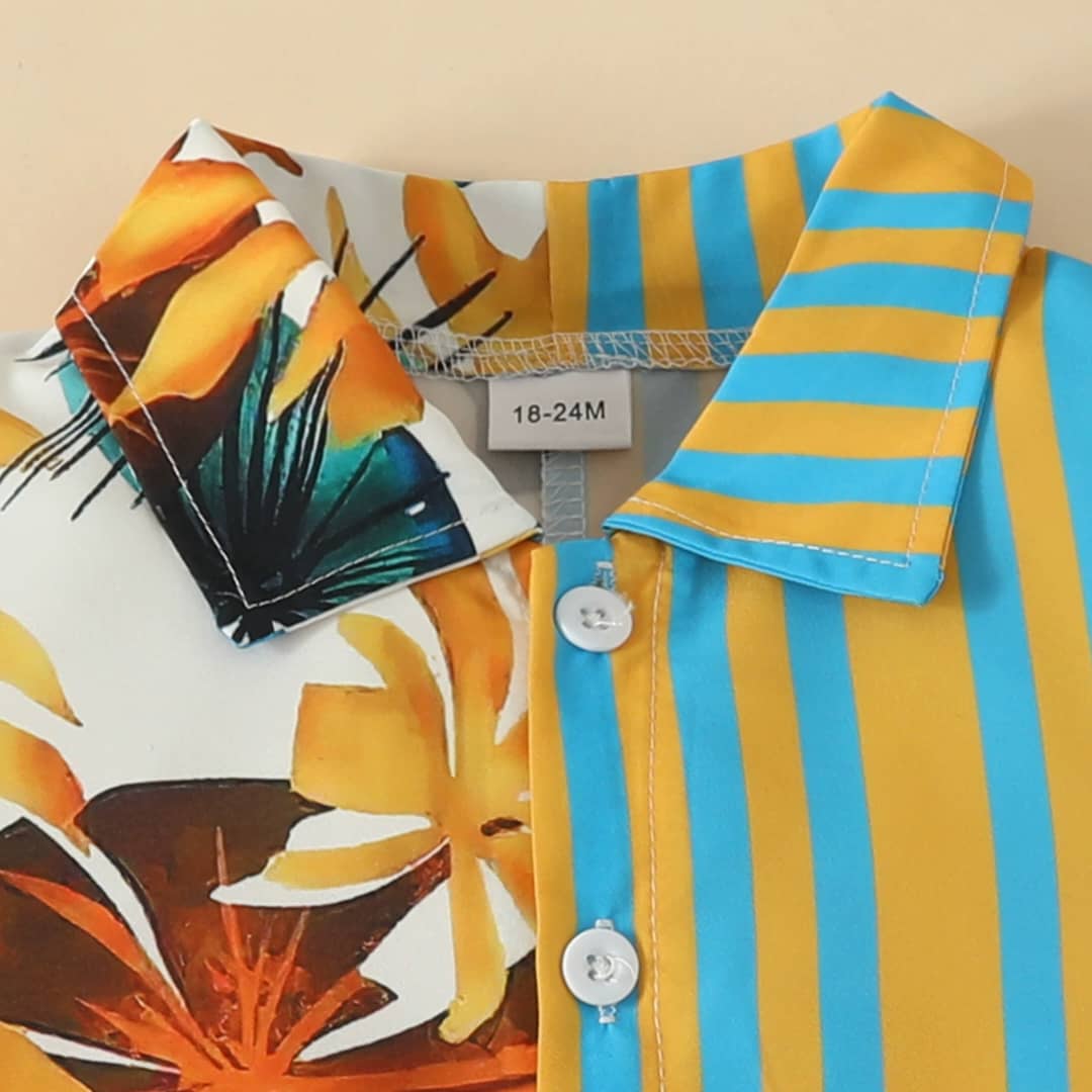 Stripes & Palm - Boys Boohoo Inspired Shirt and Shorts set