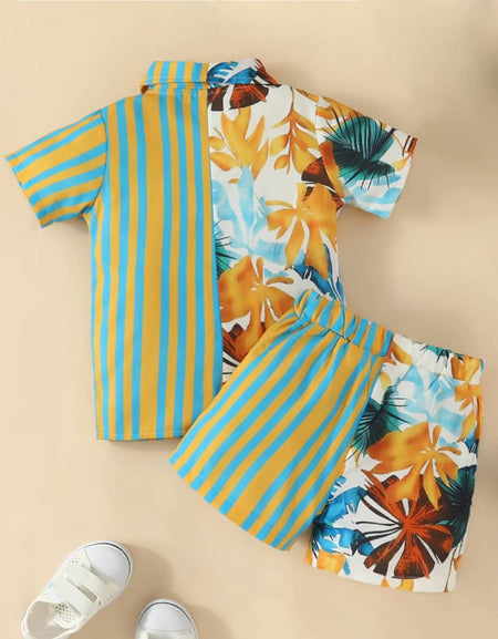 Stripes & Palm - Boys Boohoo Inspired Shirt and Shorts set