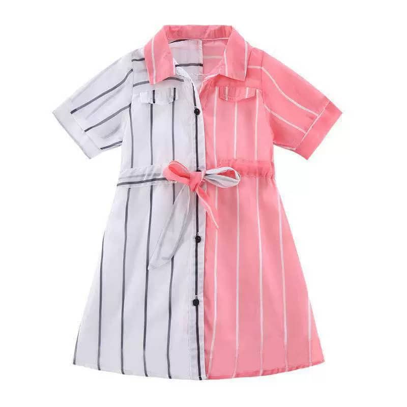 The Striped Duo-Color Shirt Dress