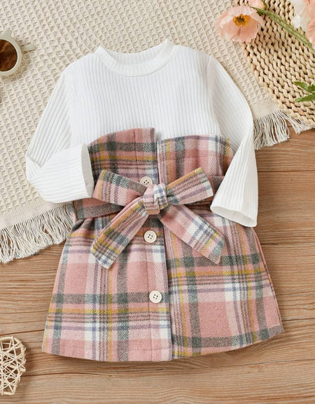 Tweed Patchwork Longsleeve Gown