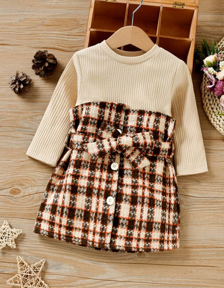 Tweed Patchwork Longsleeve Gown