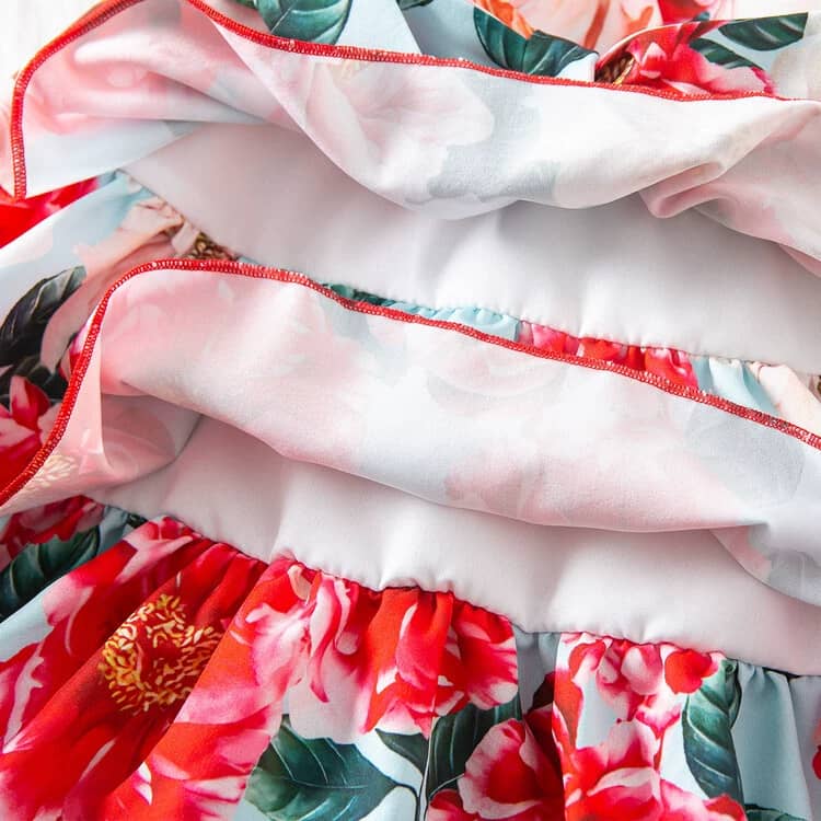 Flowery 3Layer Belt Wrap Dress