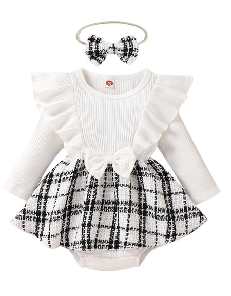 PRINCESS RUFFLE & PLAID ROMPER DRESS