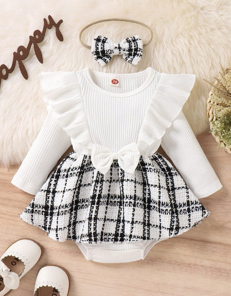 PRINCESS RUFFLE & PLAID ROMPER DRESS
