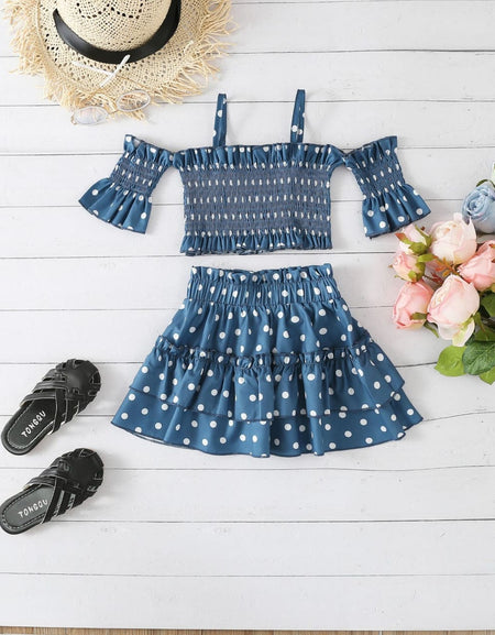 Polkadot 2piece Frill Skirt & Cami Top Set