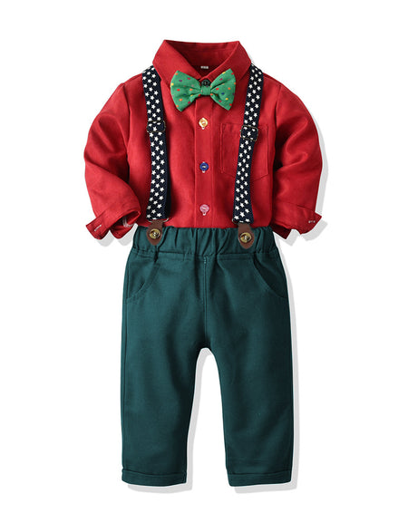 Boys Starred Suspenders 4pieces Corporate Set