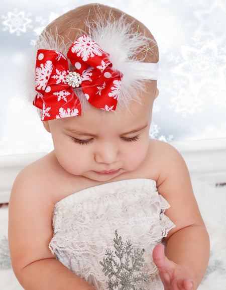 Snowflake Bow Christmas Headband