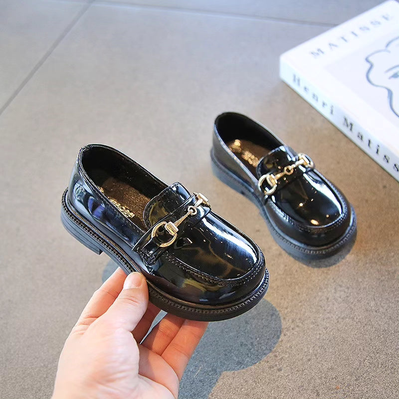 Chain Detail Boys Glossy Loafers