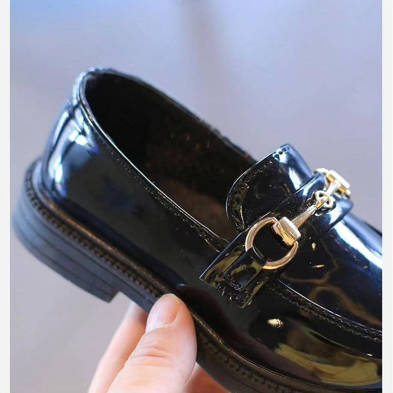 Chain Detail Boys Glossy Loafers