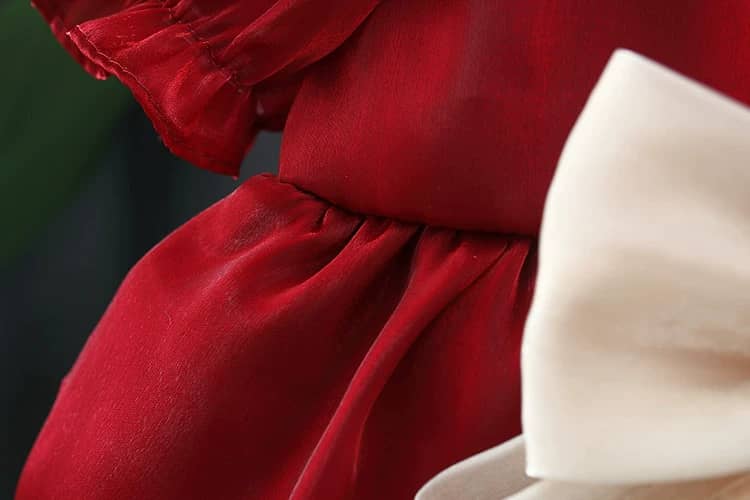 Silk Puff Bow Detail Dress
