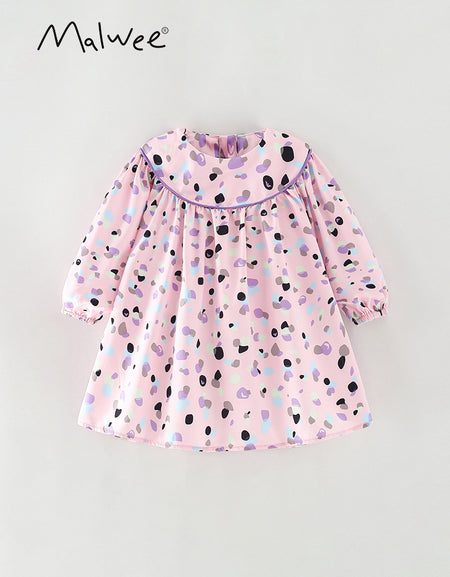 Faux Paint Stain Printed Long-Sleeved Dress.