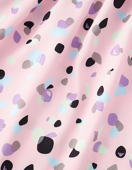 Faux Paint Stain Printed Long-Sleeved Dress.