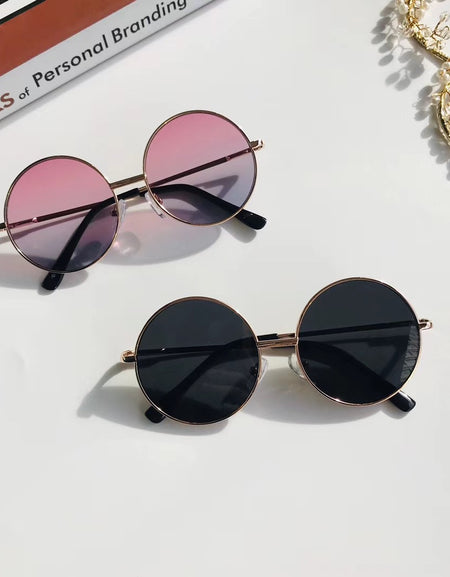 Classic Round Metal Frame Kids Sunglasses.