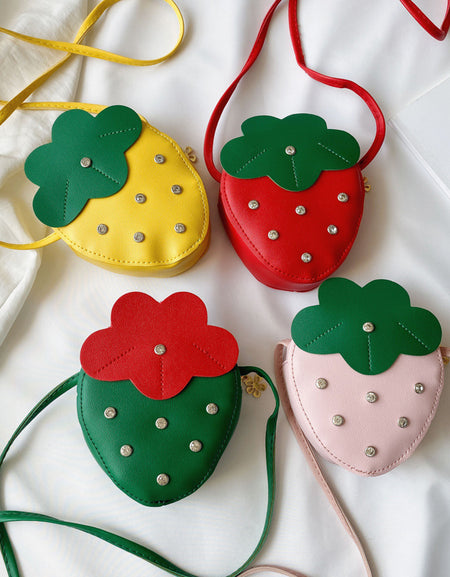 Cute Strawberry Rivet Kids Messenger Bag.