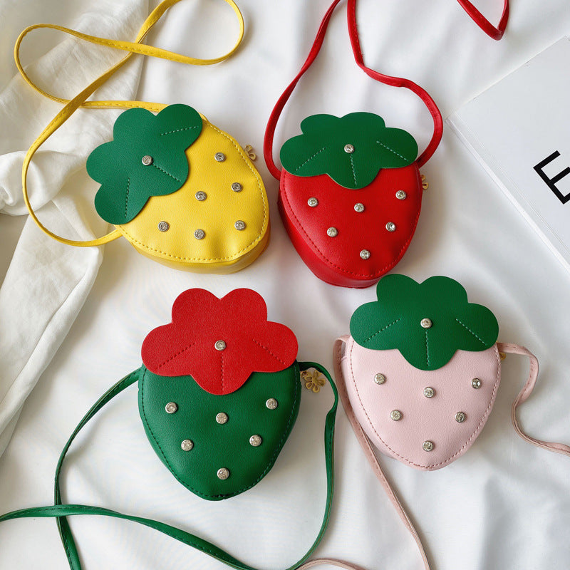 Cute Strawberry Rivet Kids Messenger Bag.