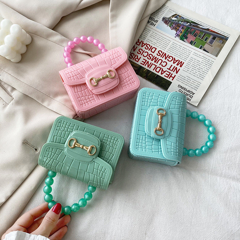 Elegant Girls Pearl Handle Jelly Mini Bag.