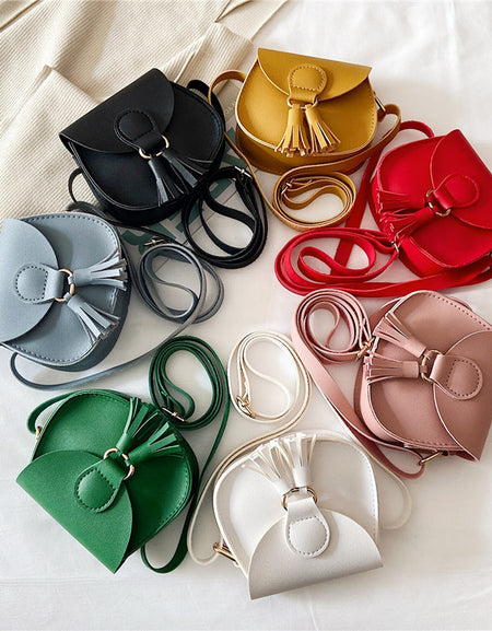 Double Tassel Toddler Girls' Leather Bag.