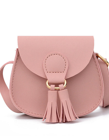 Double Tassel Toddler Girls' Leather Bag.