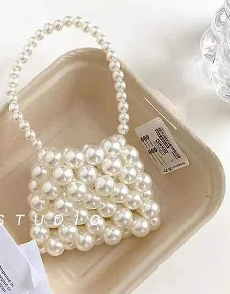 Girls' Mini Pearl Beaded Bag.