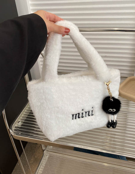 Cute Solid Plush Fur Kids Handbag