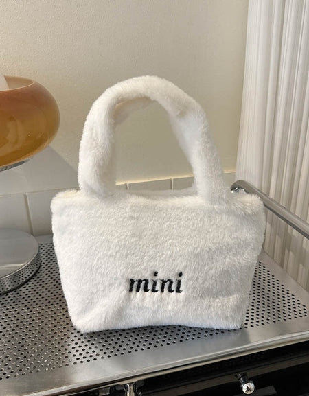 Cute Solid Plush Fur Kids Handbag