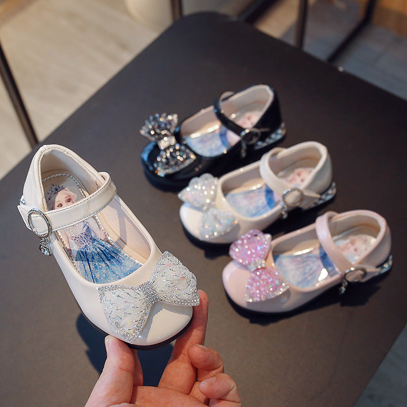 Elegant Bowknot Disney Girls' High Heel Princess Shoe.