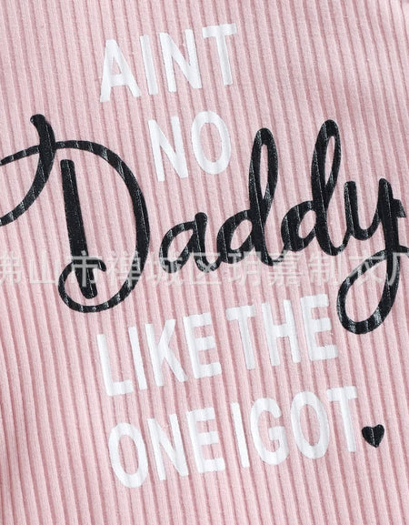 Baby Girls' Leopard Letter Print Ruffle Flare Detail Jumpsuit