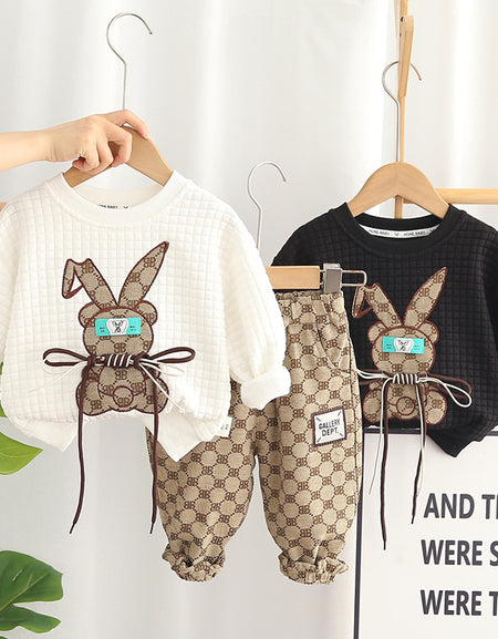 Bunny Cut-out Long-Sleeved T-Shirt & Pant 2piece Set.
