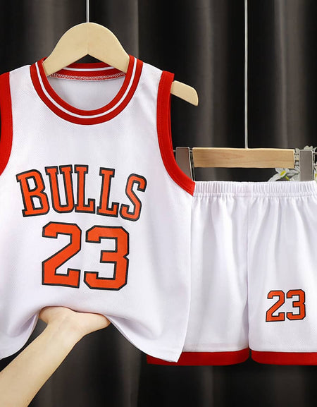 2piece Unisex Bulls 23 Basketball Sleeveless Jersey & Shorts