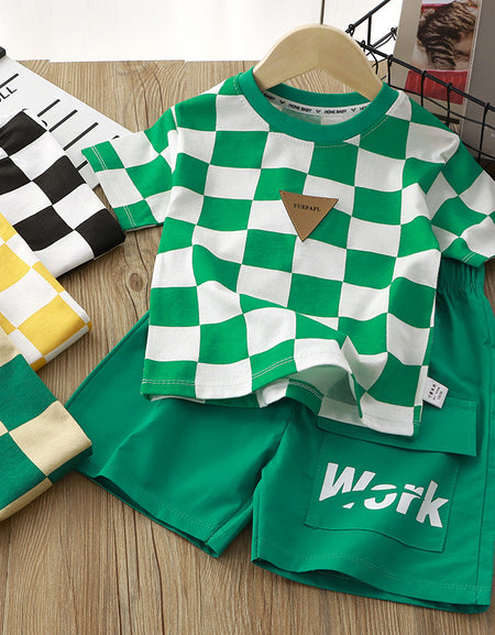 Checkerboard T-shirt and Shorts Set