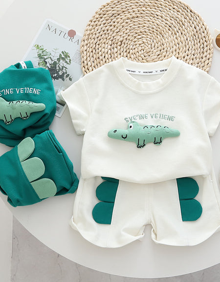 3D Crocodile Designed T-Shirt&Short Set