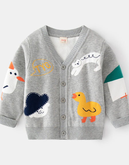 Unisex Storybook Friends Knit Cardigan