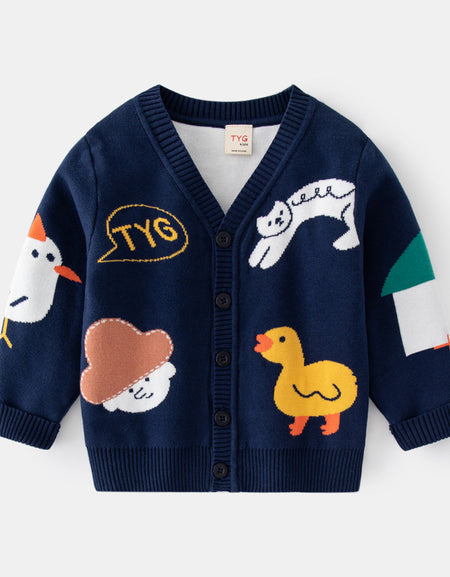 Unisex Storybook Friends Knit Cardigan