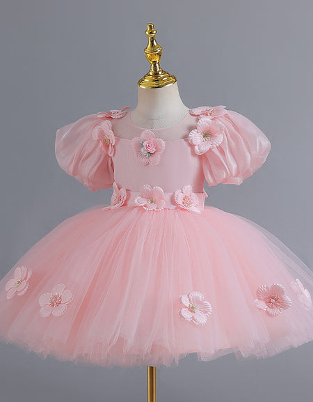 Petal Flower Bubble Sleeve Gown / Dress